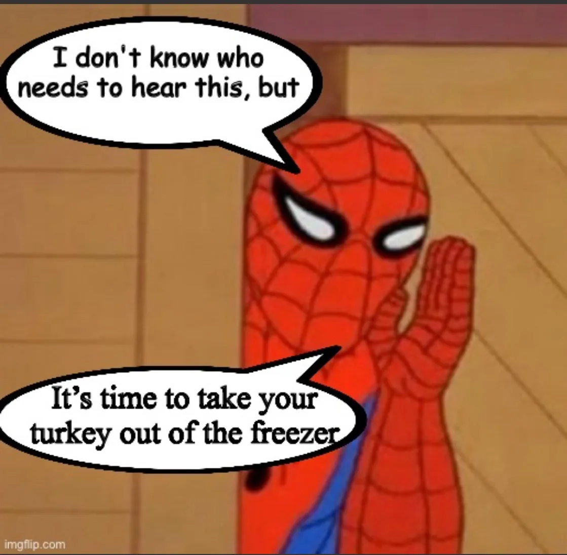A cartoon Spider-Man stands in a doorway, one hand raised to his face in a 'shushing' gesture, with two speech bubbles. The…