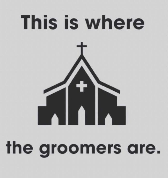 A minimalist black-and-white image shows a simple church icon with a cross on top and a cross on the door, centered on a…