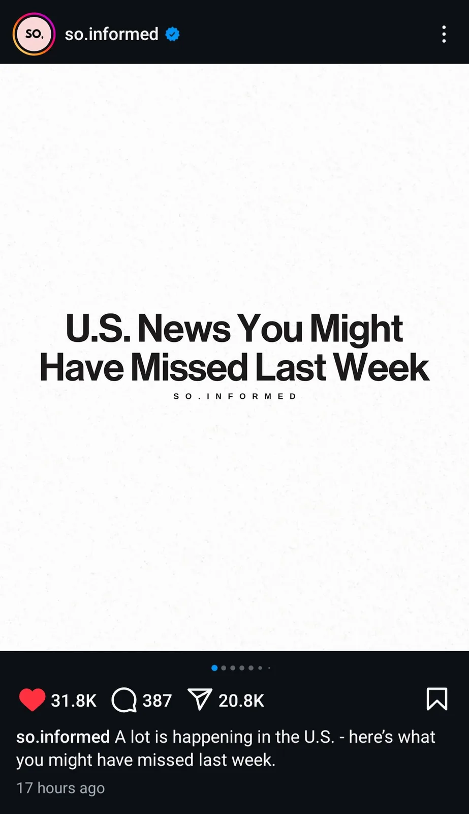 A minimalist white background image with bold black text reading 'U.S. News You Might Have Missed Last Week' and smaller…