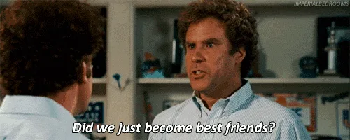 The image shows a split-screen meme with two rows of frames. The top row features Will Ferrell as a character repeatedly…