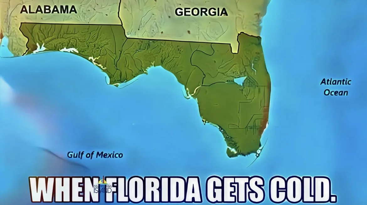 A map showing the southeastern United States with Alabama, Georgia, and Florida labeled, bordered by the Atlantic Ocean and…