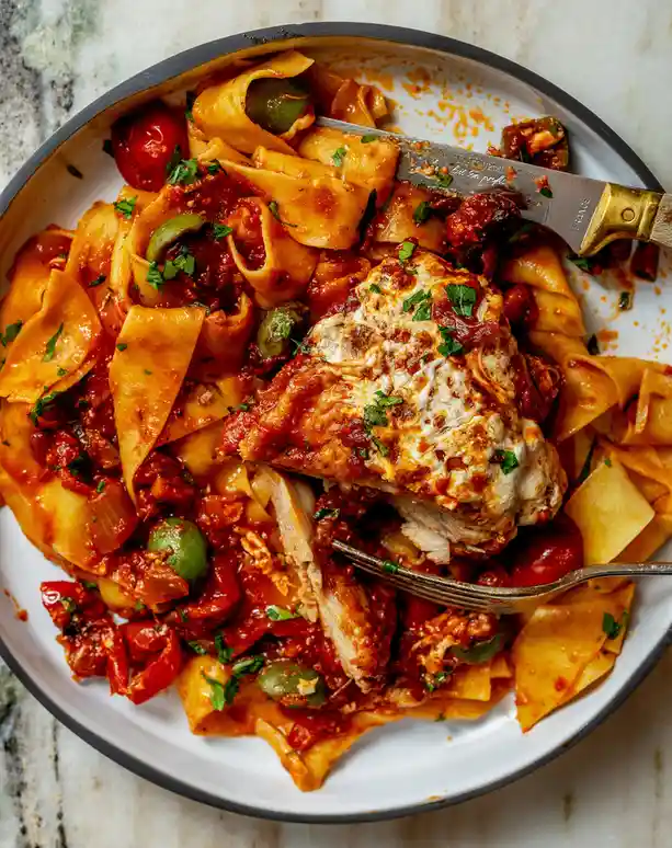 Delicious Chicken Cacciatore with Melty Mozzarella Cheese Recipe!