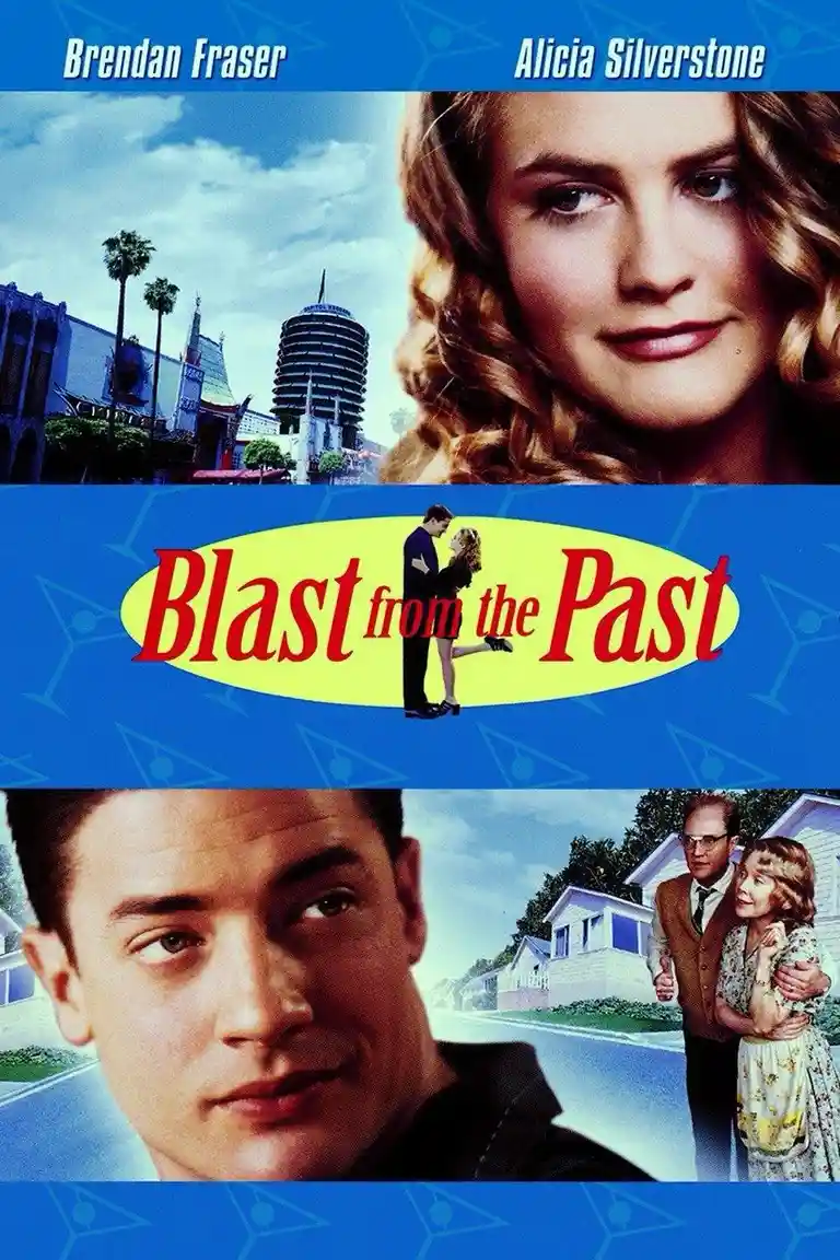This is the movie poster for 'Blast from the Past,' featuring actors Brendan Fraser and Alicia Silverstone. The poster shows…