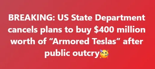 A red background with white text mimicking a breaking news headline. The text reads 'BREAKING: US State Department cancels…