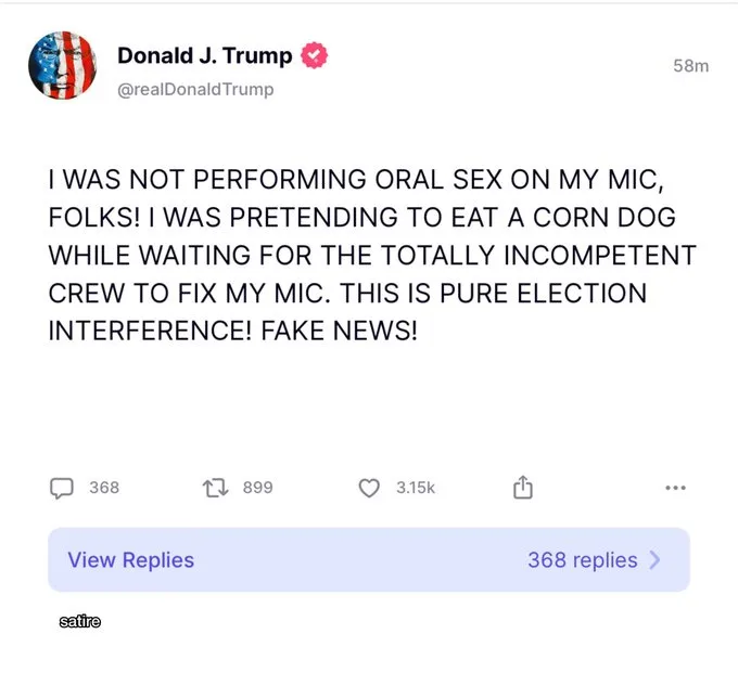A screenshot of a tweet from Donald J. Trump's verified Twitter account, showing his profile picture and the tweet text. The…