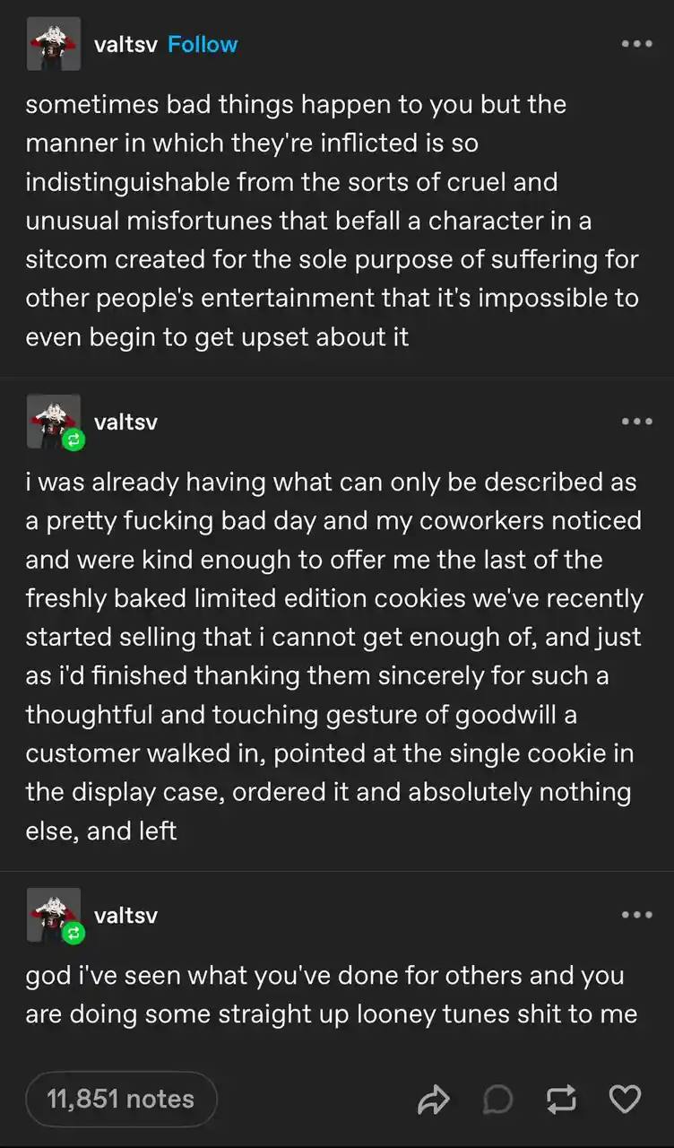 Experiencing Sitcom-Level Misery