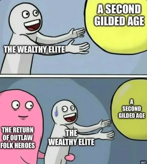 Two-panel meme featuring a white stick figure labeled 'THE WEALTHY ELITE' eagerly reaching for a large yellow orb labeled 'A…