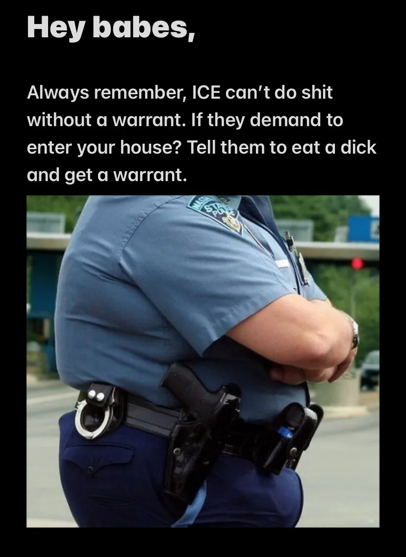 A photo of a police officer in a blue uniform with arms crossed, showing a gun holster, handcuffs, and a radio on their…