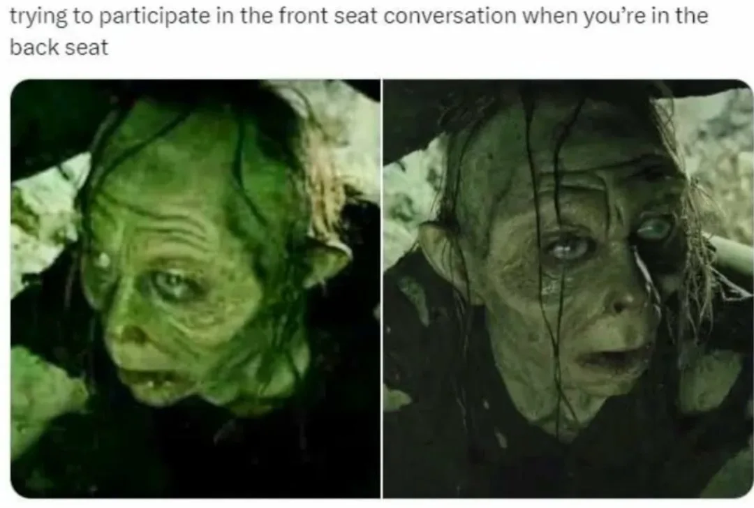 The image shows two side-by-side close-up shots of a green-skinned, gaunt, and distressed-looking creature with wet hair and…