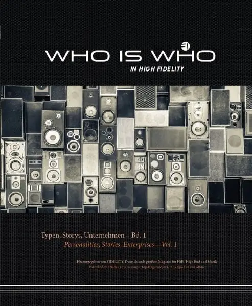 The image displays the cover of a book titled 'WHO IS WHO IN HIGH FIDELITY' featuring a collage of vintage and modern audio…