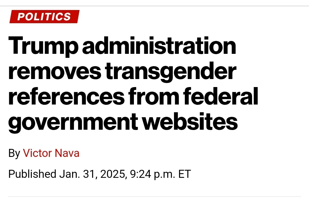 A screenshot of a news article header with a red 'POLITICS' banner, bold headline stating 'Trump administration removes…