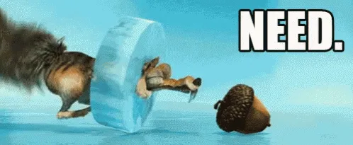 A sequence of six panels shows the animated sloth-like character Scrat from Ice Age desperately trying to grab an acorn. In…
