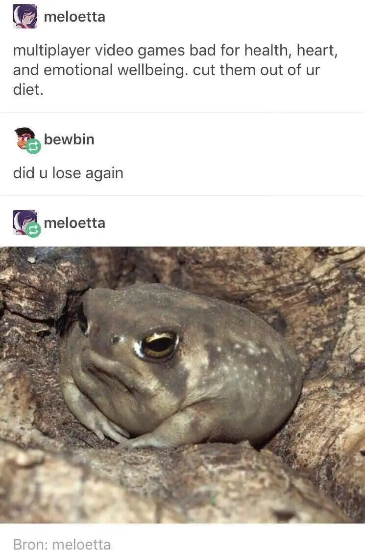 A close-up photo of a small, gray toad with a sad, downturned mouth, nestled in a crevice of rough, brown bark. The image is…