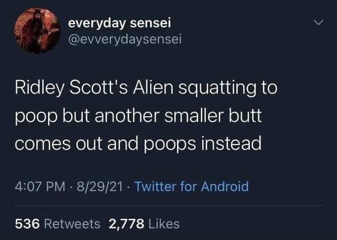 A screenshot of a Twitter post by user 'everyday sensei' showing a dark-themed interface. The tweet text reads: 'Ridley…