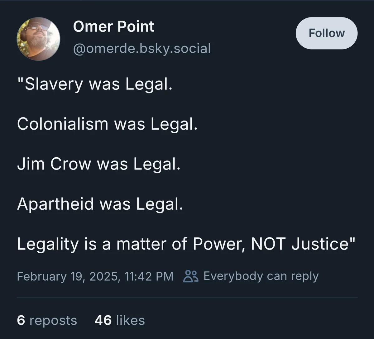A screenshot of a social media post by user Omer Point, displaying a list of historically oppressive systems labeled as…