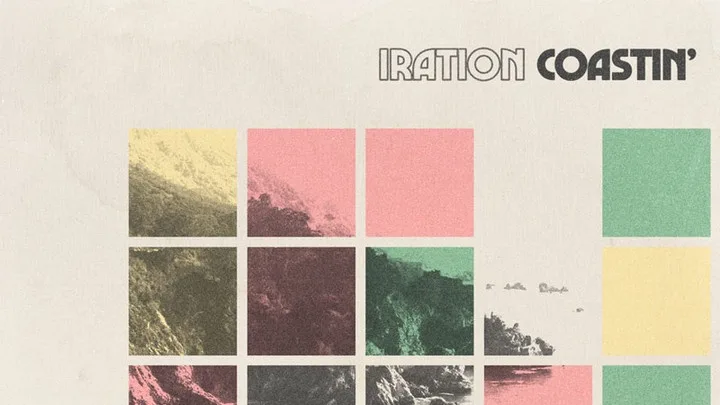 The image displays a grid of nine square panels showing various coastal landscapes with a vintage, faded color filter. The…
