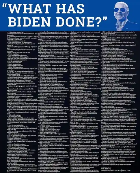 A blue background image features a photo of Joe Biden wearing sunglasses and a suit, positioned in the top right corner. The…