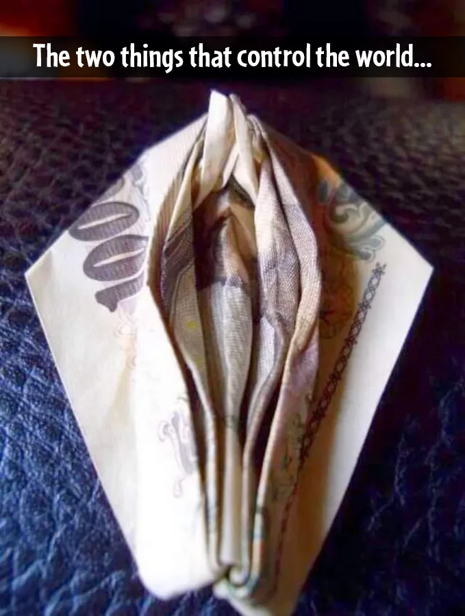 A close-up photo shows a banknote, identifiable as a 1000-unit bill by the visible '1000' denomination, folded into a shape…
