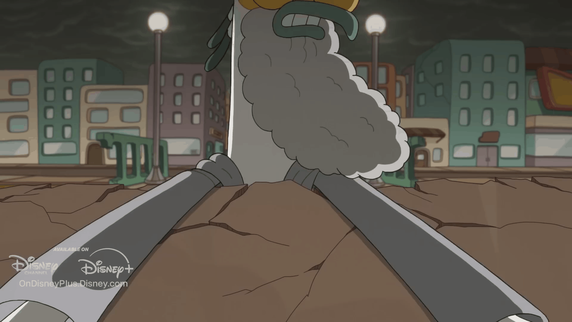 A six-panel meme from the animated show 'Kiff' showing a large, smoky, hooded character yelling at three smaller characters…