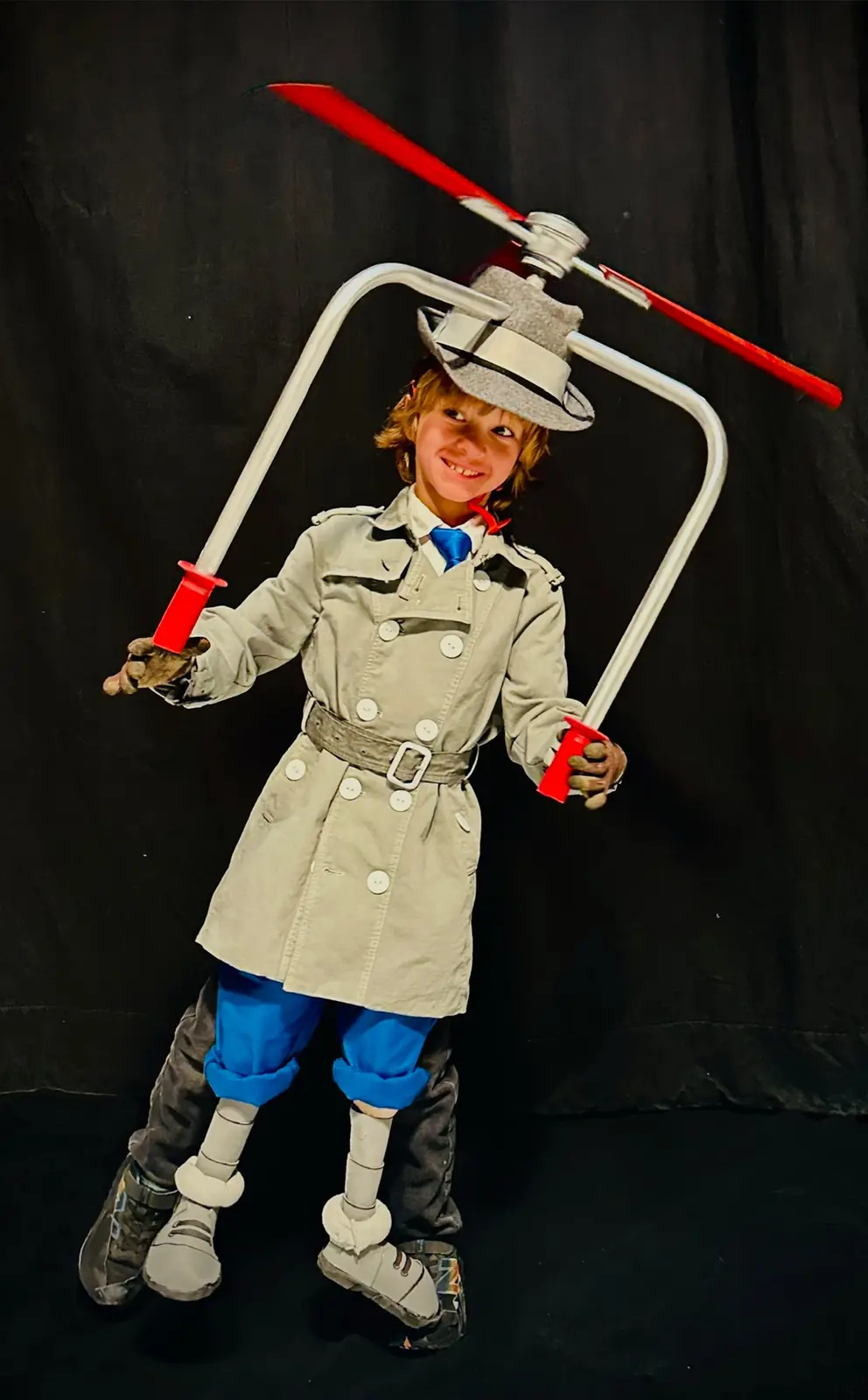 Introducing Our Son's Epic Inspector Gadget Costume with a Motorized Twist!
