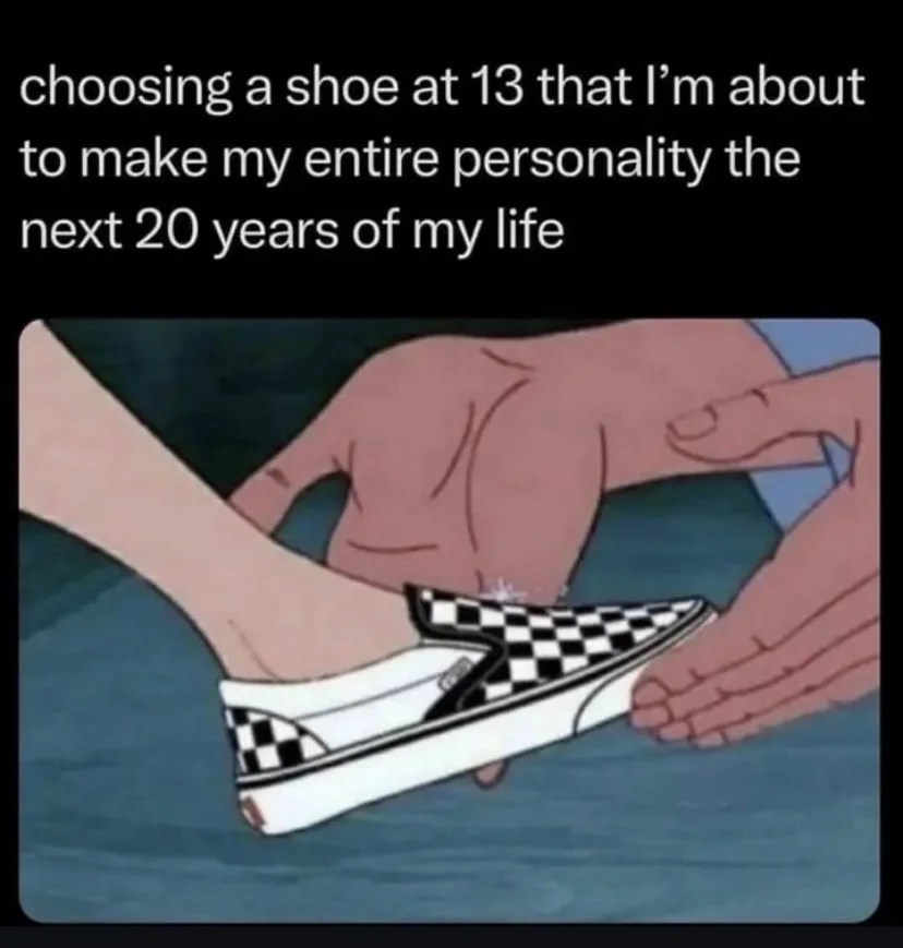 An animated image shows a hand placing a black-and-white checkered slip-on shoe onto a foot, with text above stating…