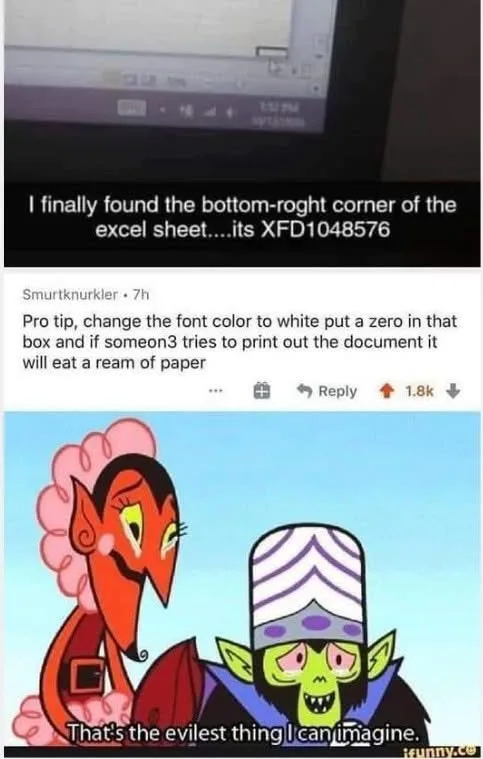 The image is a two-part meme. The top part shows a screenshot of a Reddit comment where a user claims to have found the…