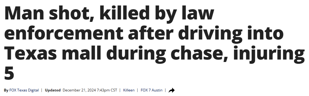 A screenshot of a news article headline in bold black text on a white background, reporting a fatal incident where a man was…