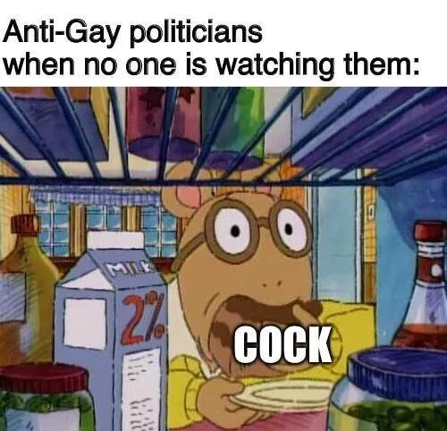 A cartoon image of a brown, bespectacled character with a shocked expression, holding a plate, inside a pantry with milk…