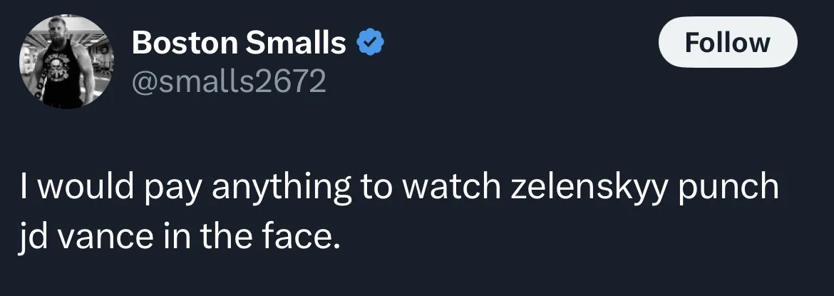 A screenshot of a tweet from verified Twitter user Boston Smalls (@smalls2672) showing his profile picture and the text 'I…