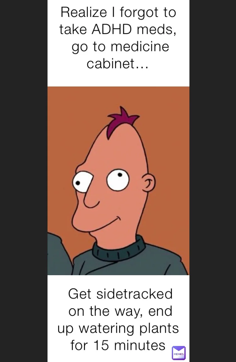 The image shows the animated character Fry from Futurama with a blank, slightly smug expression, looking to the side. The…