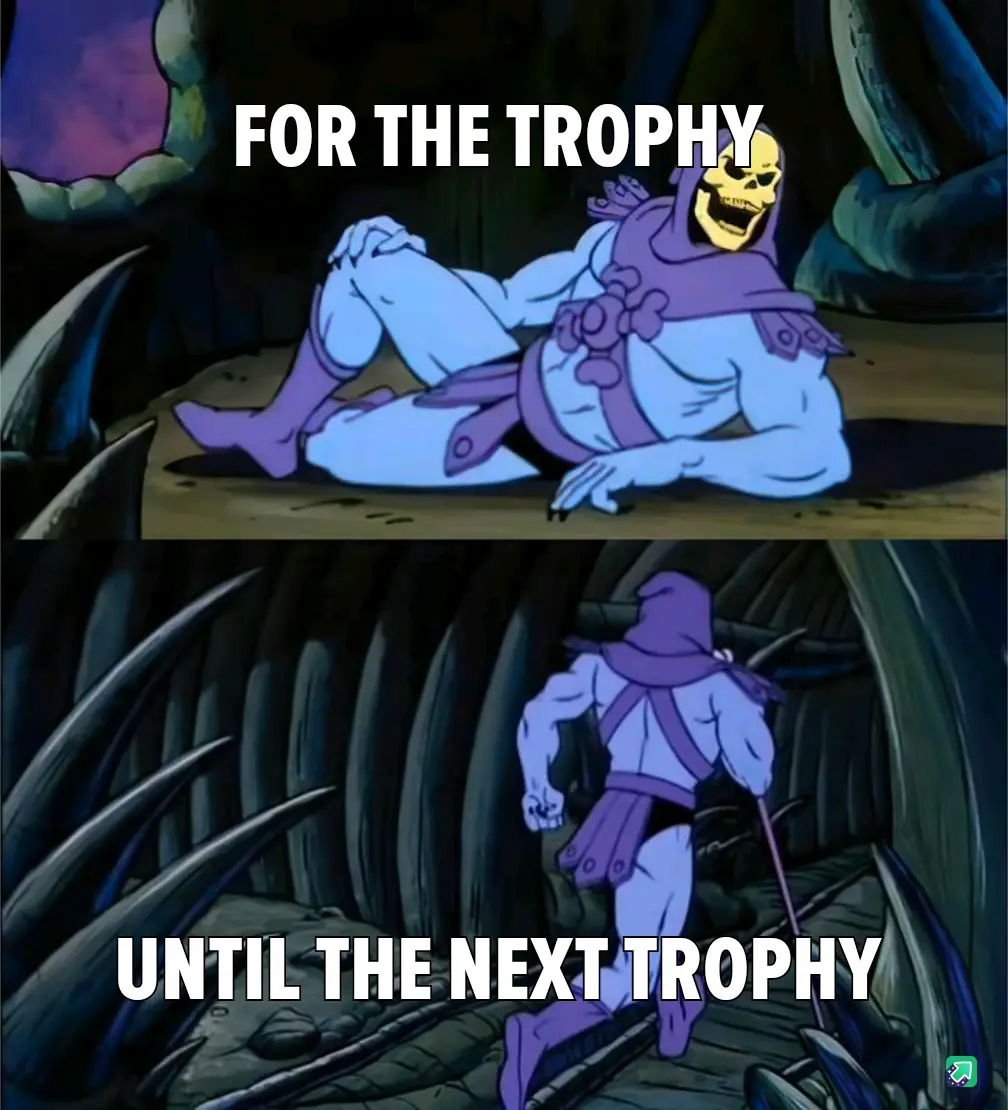 The meme features two panels of the animated villain Skeletor from 'He-Man and the Masters of the Universe'. In the top…