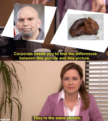 The image is a two-panel meme. The top panel shows two tilted, overlapping photos: one of a bald man with a goatee, and the…