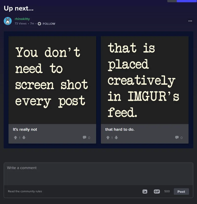 Creative Screenshots Aren't Necessary for Every Imgur Post