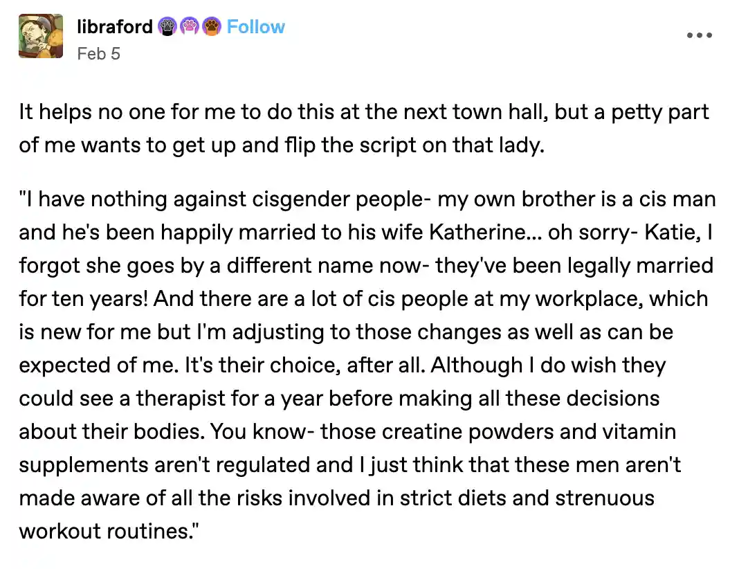 A screenshot of a social media post by 'libraford' dated Feb 5, featuring a block of text that reads: 'I have nothing…