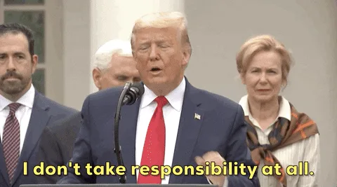 The image shows a sequence of six frames featuring Donald Trump speaking at a podium, with the same overlaid text "I don't…