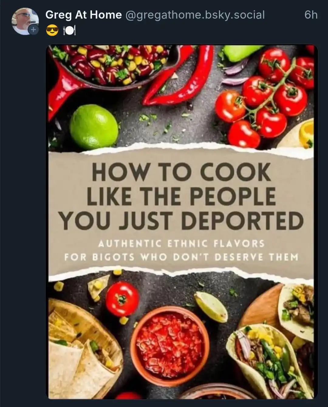 An image of a cookbook cover featuring vibrant Mexican food like tacos, salsa, tomatoes, and chilies, overlaid with the text…