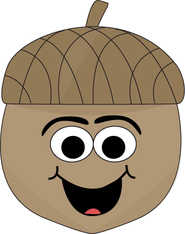 A cartoon acorn with a smiling face, large eyes, and a cheerful expression, overlaid with the text 'i'm not a nut, i'm a…