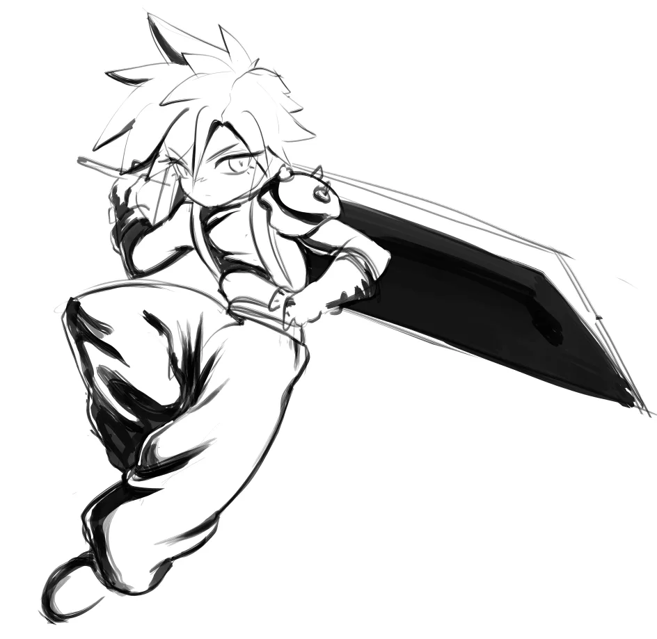 A Creative Sketch of Cloud Strife