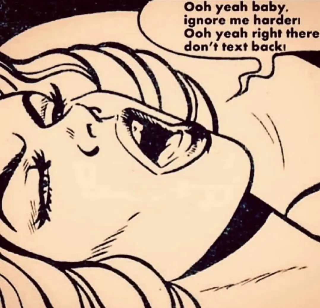 A black-and-white comic panel shows a woman with long hair lying down, eyes wide open and mouth slightly parted, looking…