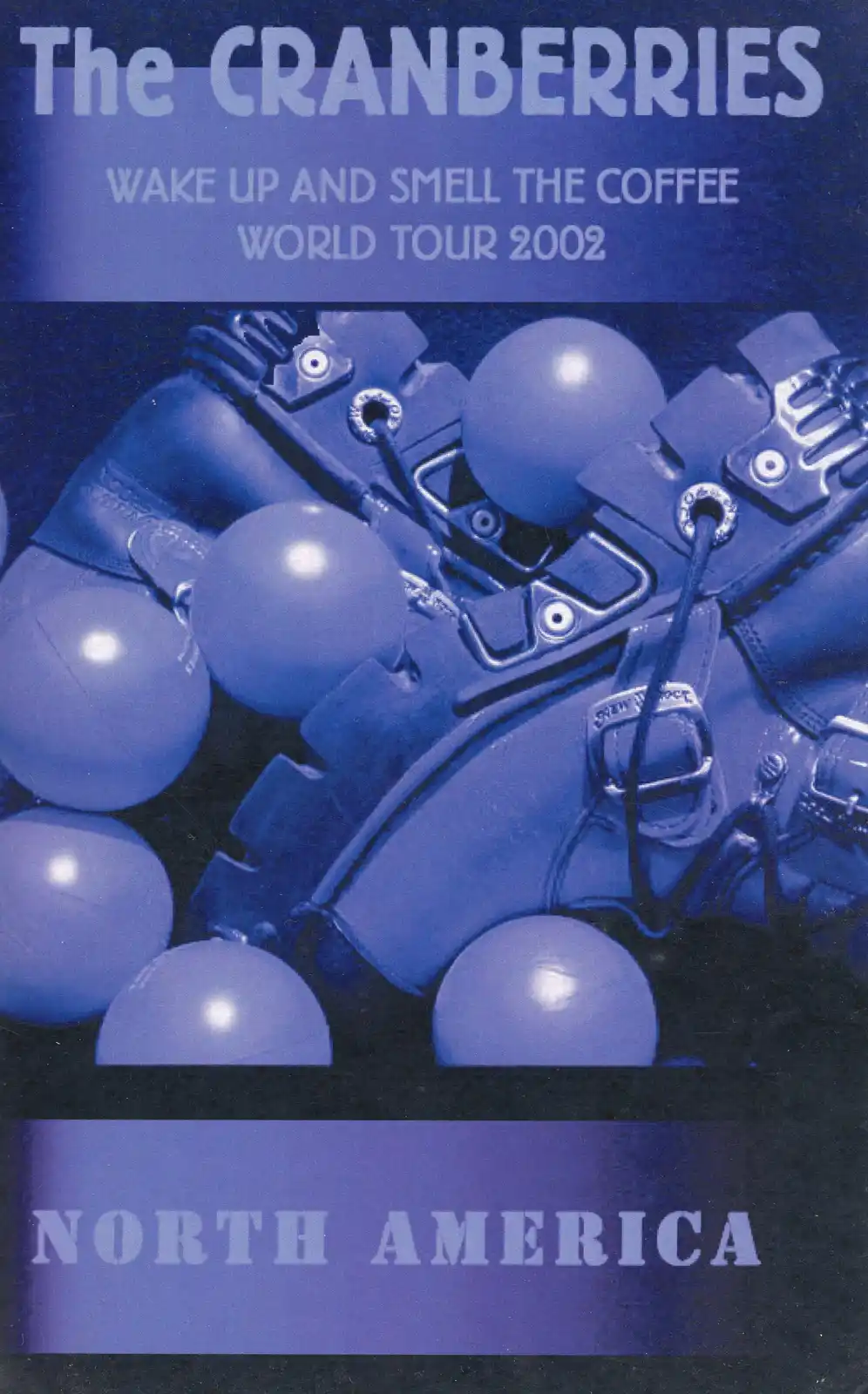 This is a promotional poster for The Cranberries' 2002 'Wake Up and Smell the Coffee' World Tour, specifically for North…