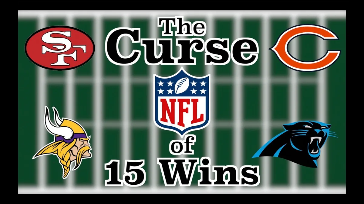 An image with a green football field background displays four NFL team logos: the San Francisco 49ers, Minnesota Vikings…