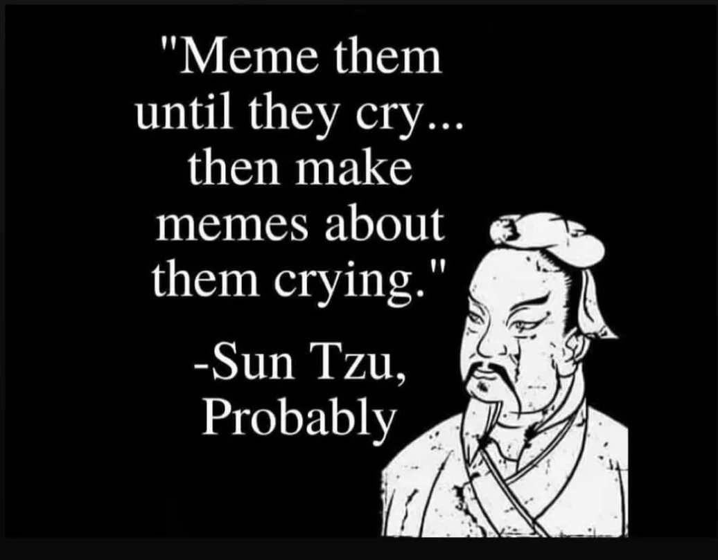 A black-and-white image features a stylized illustration of a man in traditional East Asian attire, resembling Sun Tzu, with…