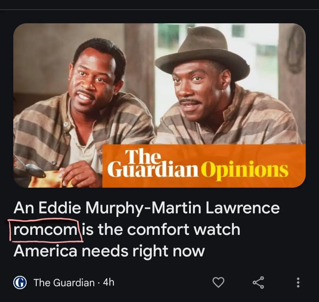 The image shows actors Eddie Murphy and Martin Lawrence in a scene from a movie, both wearing plaid shirts and looking at…