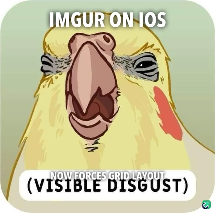 A cartoon yellow bird with a large beak, half-closed eyes, and a red cheek patch looks visibly disgusted. White text at the…
