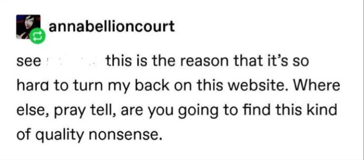 A screenshot of a social media post by 'annabellioncourt' with a profile picture and overlaid text that reads: 'see this is…