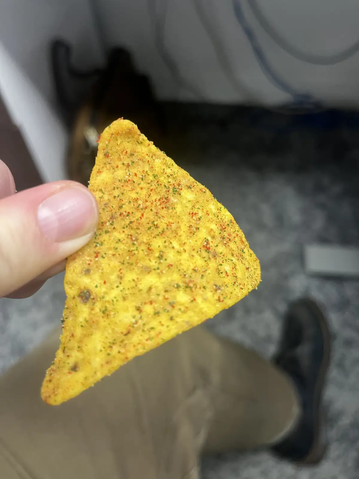 Check out the incredible dusting on this Cool Ranch Dorito!