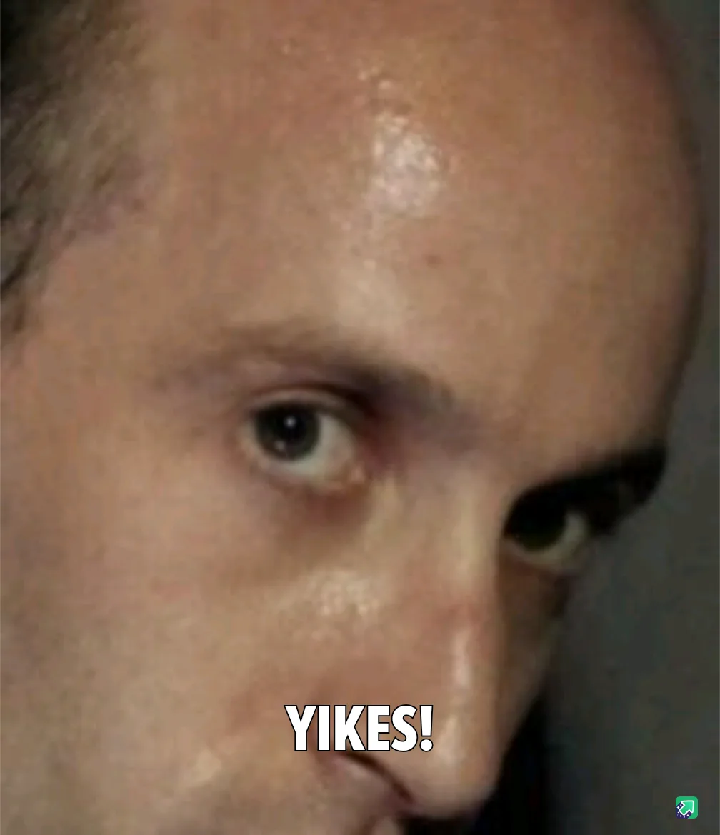 A close-up image of a man's face, showing his forehead, one eye, and nose, with a slightly sweaty or shiny appearance. The…