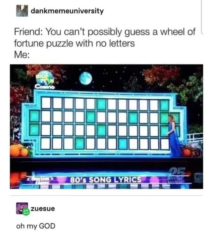 The image shows a screenshot of the game show 'Wheel of Fortune' with a host standing beside a large grid of empty puzzle…