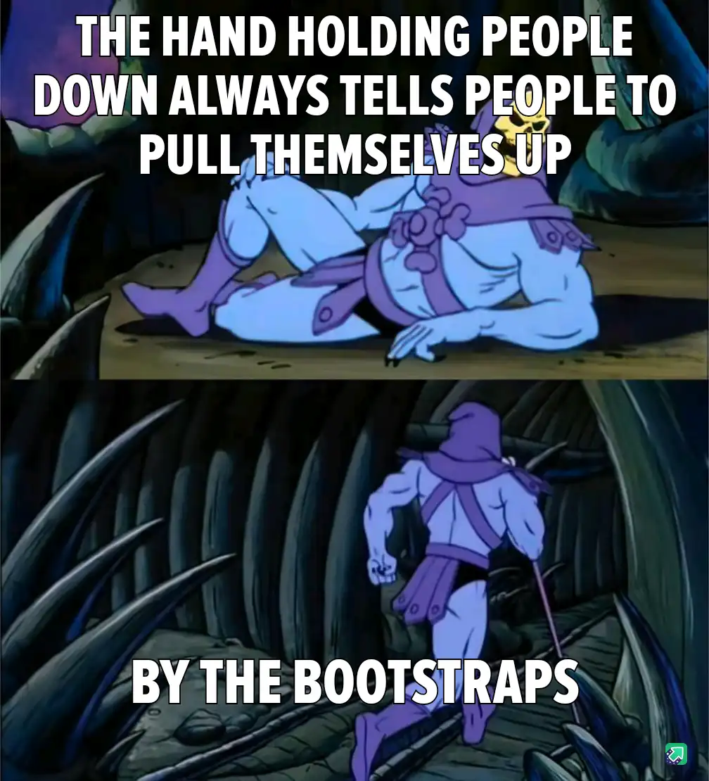 The image is a two-panel meme featuring the animated character Skeletor from 'He-Man and the Masters of the Universe'. In…