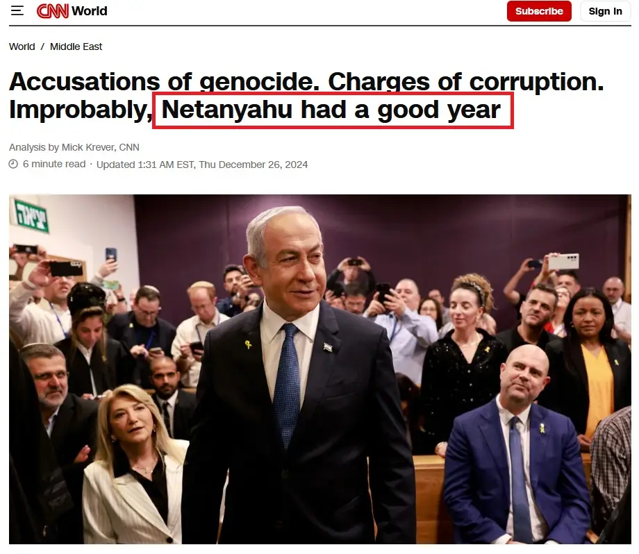 A screenshot of a CNN World article header with the headline 'Accusations of genocide. Charges of corruption. Improbably…